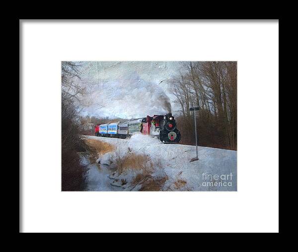 Railroad Framed Print featuring the digital art Santa Train - Waterloo Central Railway No Text by Lianne Schneider