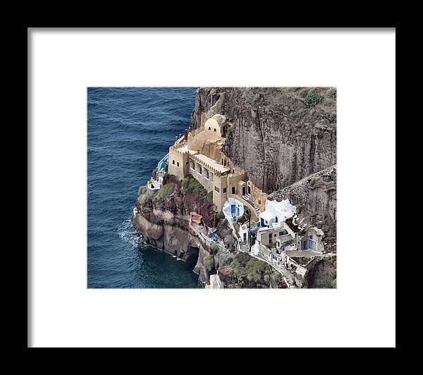 Santorini Framed Print featuring the photograph Santorini Painted House 1/2 Faux by Lin Grosvenor