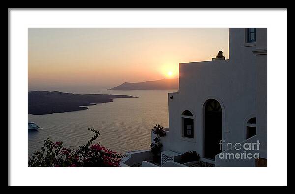 Santorini Framed Print featuring the photograph Santorini Sunset 24x14 by Leslie Leda