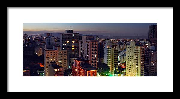 Edificio Framed Print featuring the photograph Sao Paulo downtown at dusk by Carlos Alkmin