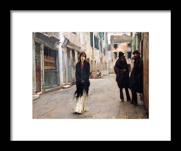 Street In Venice Framed Print featuring the photograph Sargent's Street In Venice by Cora Wandel
