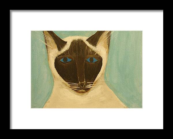 Cat Framed Print featuring the painting Sateen by Keith Nichols