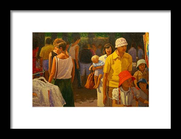 Market Framed Print featuring the painting Saturday Market by Terry Perham