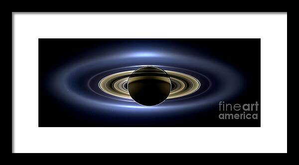 Science Framed Print featuring the photograph Saturn Cassini View High Contrast by Science Source