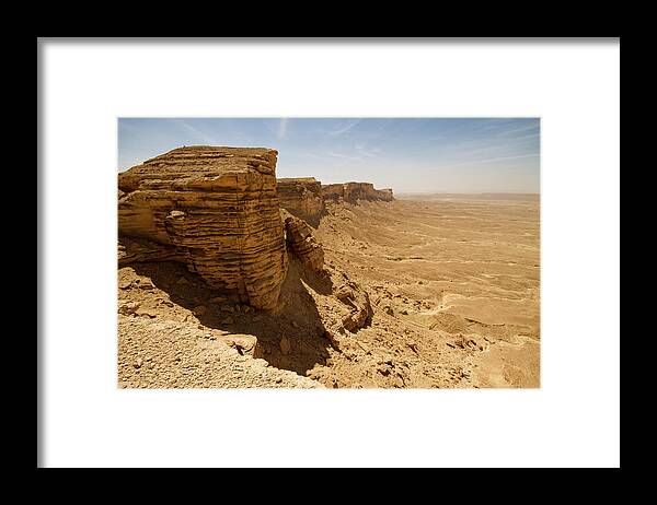 Tranquility Framed Print featuring the photograph Saudi Arabian Desert Cliff by Universal Stopping Point Photography