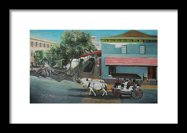  Framed Print featuring the painting Savannah City Market by Jude Darrien