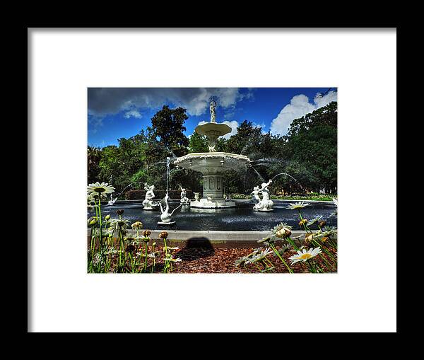 Savannah Framed Print featuring the photograph Savannah - Forsyth Park Fountain 001 by Lance Vaughn