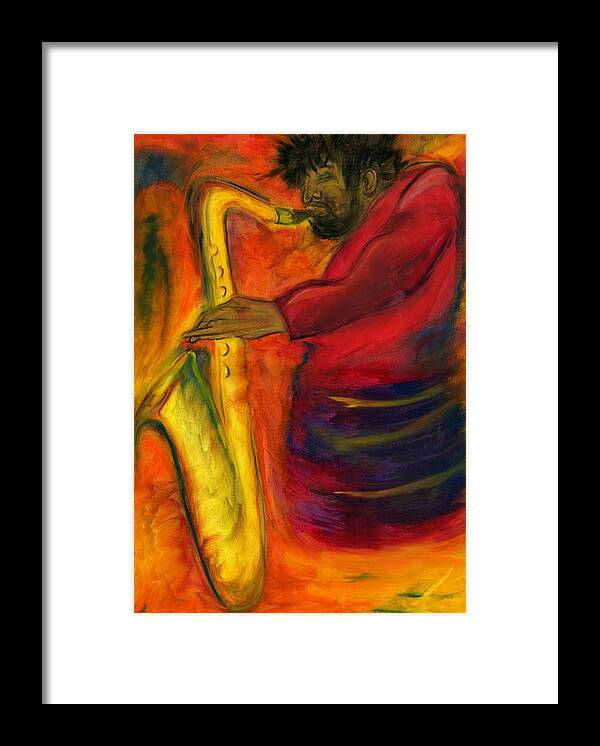 Saxaphone Framed Print featuring the pastel Saxafide by Terry Boykin