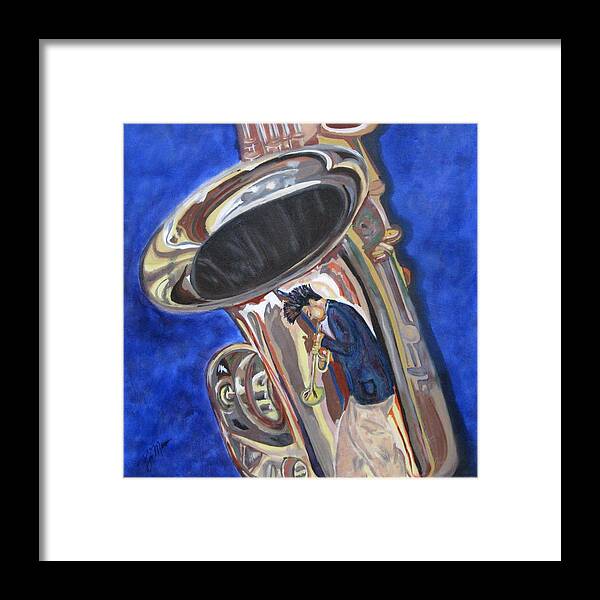 Saxophone Paintings Framed Print featuring the painting Saxy Reflection SOLD by Bill Manson