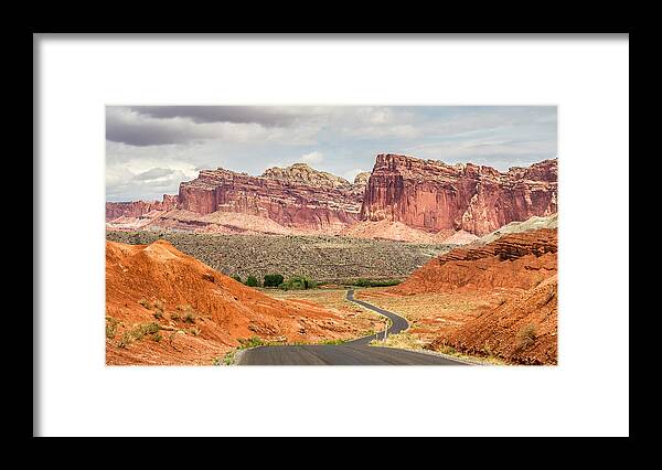Capitol Reef Framed Print featuring the photograph Scenic Drive in Capitol Reef Utah by Pierre Leclerc Photography