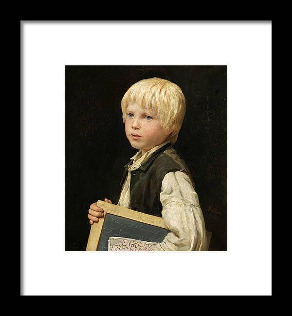 Albert Anker Framed Print featuring the painting Schoolboy by Albert Anker