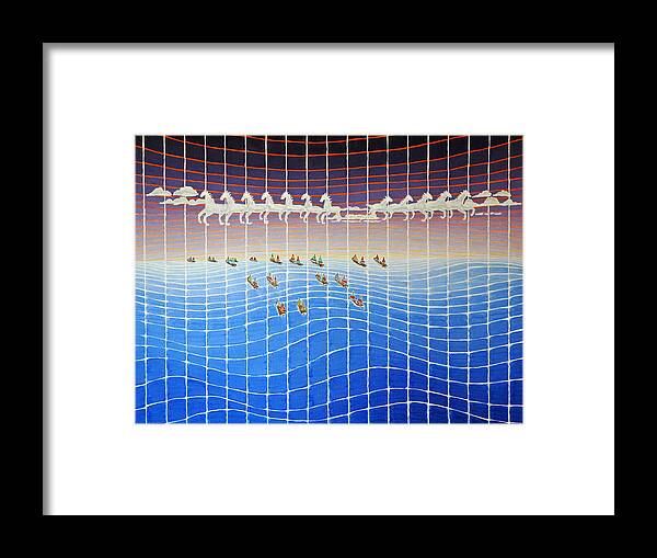 3d Framed Print featuring the painting Schooner Race Horse Clouds by Jesse Jackson Brown
