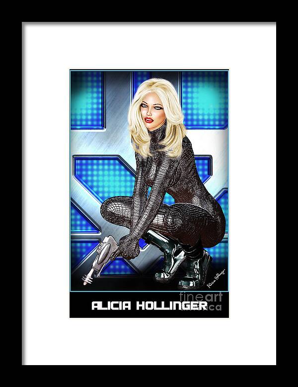 Sci-fi Framed Print featuring the mixed media Sci-Fi Blonde With a Gun by Alicia Hollinger