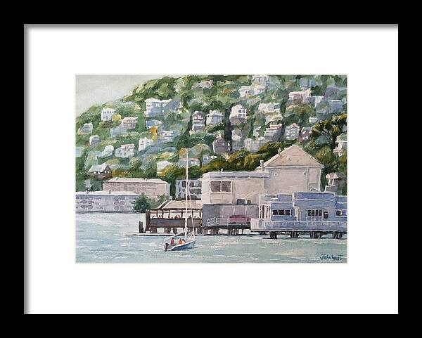 San Francisco Framed Print featuring the painting Scoma's Sausalito by John West