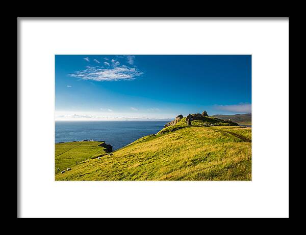Scotland Framed Print featuring the photograph Scottish Coast With Castle Ruin by Andreas Berthold