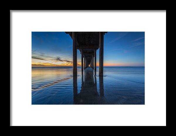 Architecture Framed Print featuring the photograph Scripps Pier Blue Hour by Peter Tellone