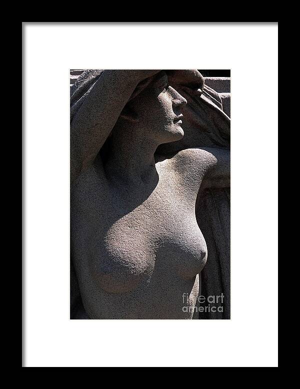 Sculpture Framed Print featuring the photograph Sculpture of Angelic Female Body by Charline Xia