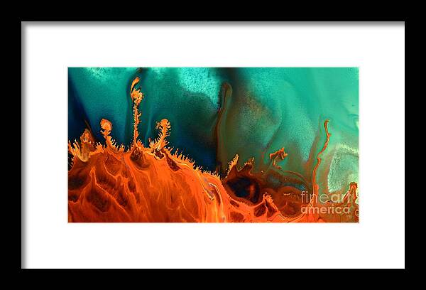 Orange Framed Print featuring the photograph Sea Anemone - Contemporary Abstract Fluid Art by Kredart by Serg Wiaderny