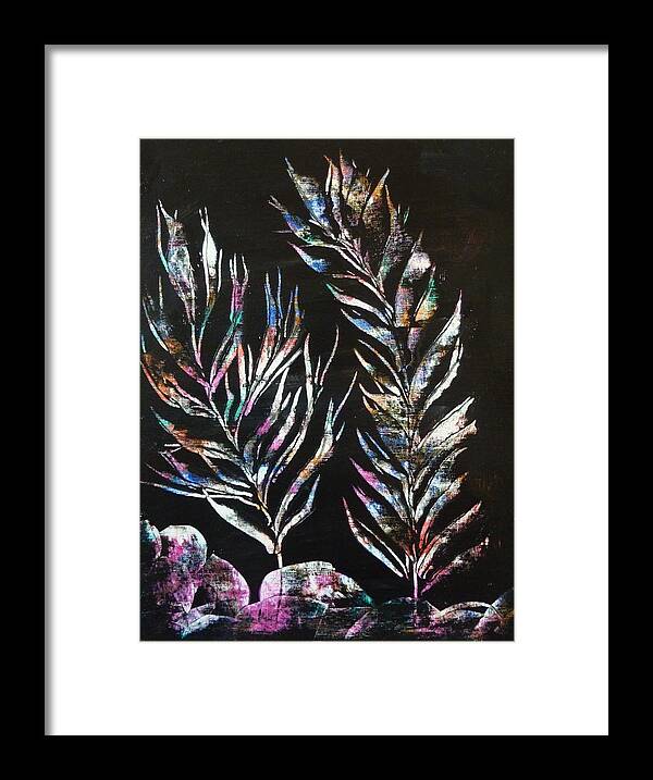 Ferns Framed Print featuring the painting Sea Ferns by Amelie Simmons