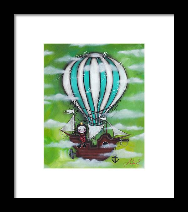 Air Ship Framed Print featuring the painting Sea of Clouds by Abril Andrade