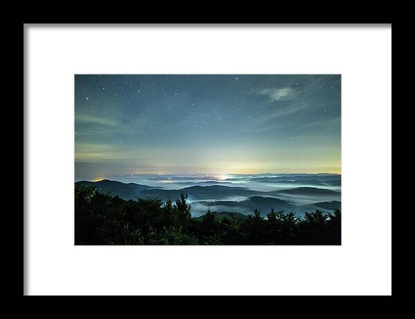 Scenics Framed Print featuring the photograph Sea Of Clouds Under The Stars by Trevor Williams