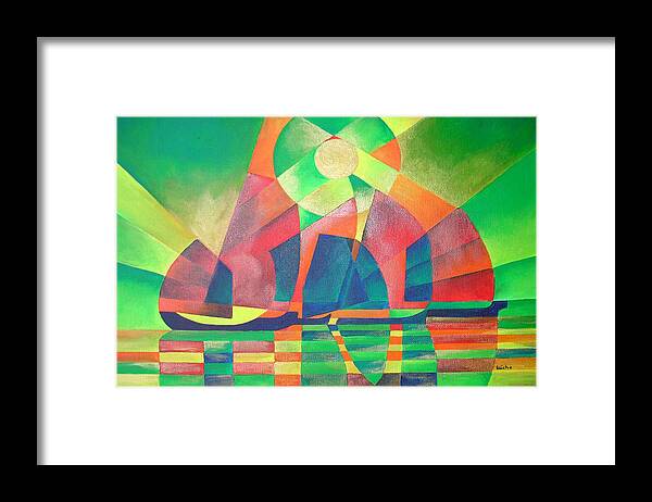 Sailboat Framed Print featuring the painting Sea Of Green by Taiche Acrylic Art