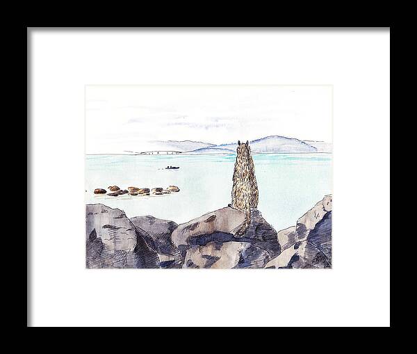 Sketch Framed Print featuring the painting Sea Squirrel by Masha Batkova
