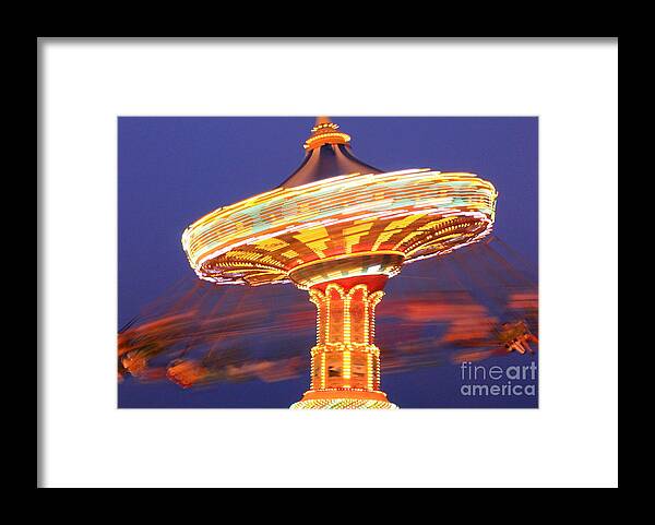 Sea Swings At Night Framed Print featuring the photograph Sea Swings by Theresa Ramos-DuVon