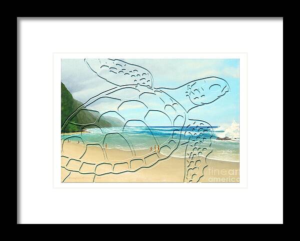 Sea Turtle Framed Print featuring the painting Sea Turtle on Hawaii by Rosemarie Morelli