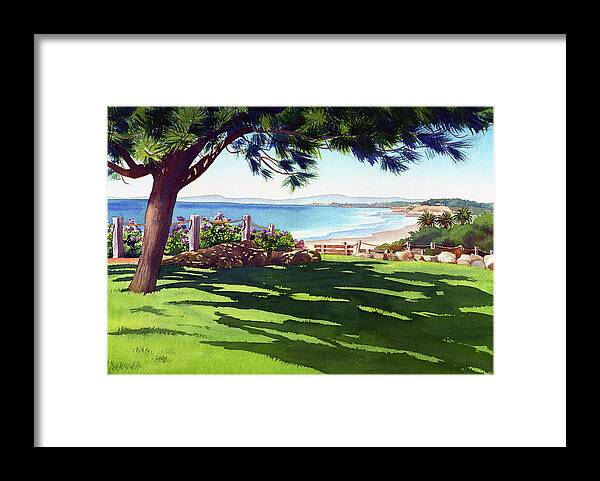 Seagrove Framed Print featuring the painting Seagrove Park Del Mar by Mary Helmreich