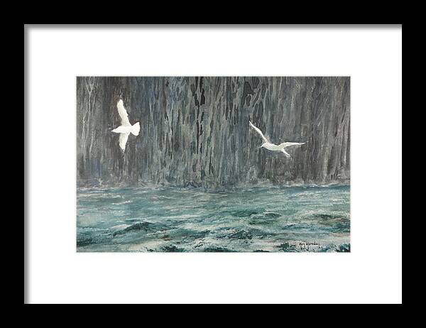 Sea Gulls Framed Print featuring the painting Searching by Ken Marsden