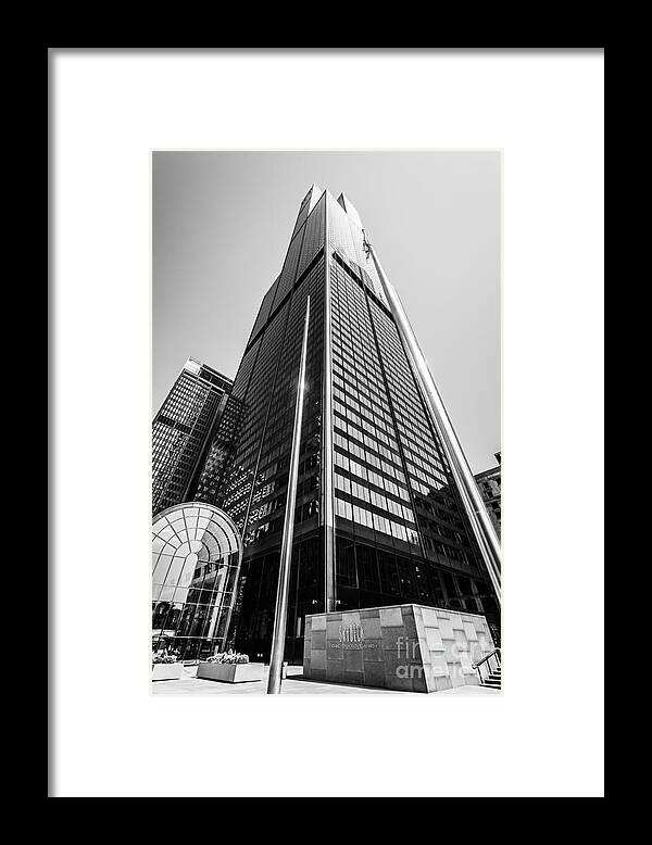 America Framed Print featuring the photograph Sears Willis Tower Chicago Black and White Picture by Paul Velgos