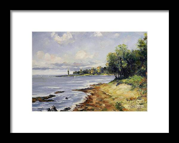 Art Framed Print featuring the painting Seascape by Petrica Sincu
