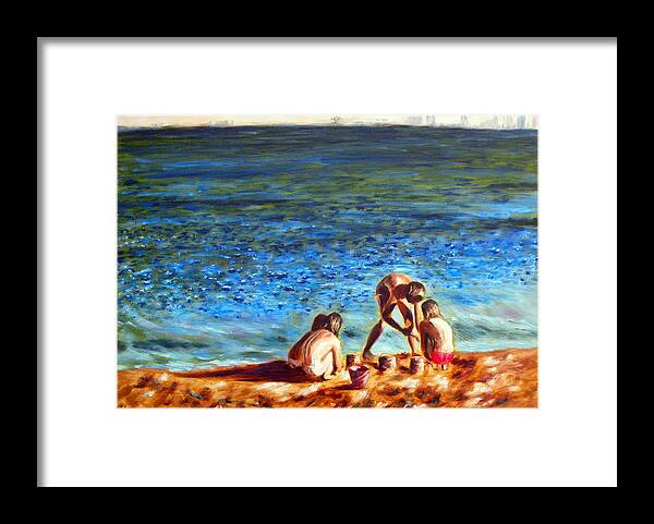 Seascape Framed Print featuring the painting Seascape series 3 by Uma Krishnamoorthy
