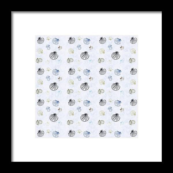 Seashell Framed Print featuring the mixed media Seashell Pattern by Christina Rollo
