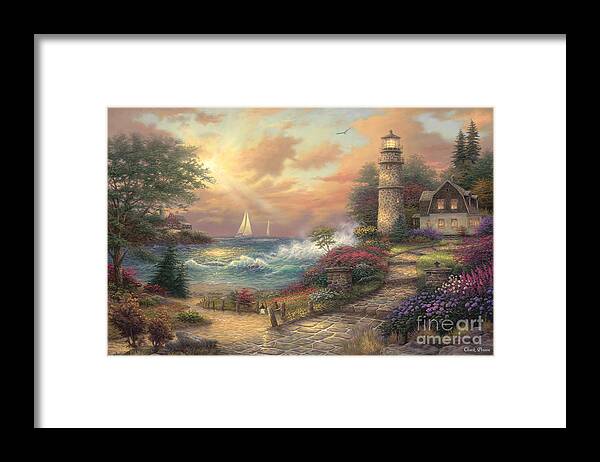 Lighthouse Framed Print featuring the painting Seaside Dream by Chuck Pinson