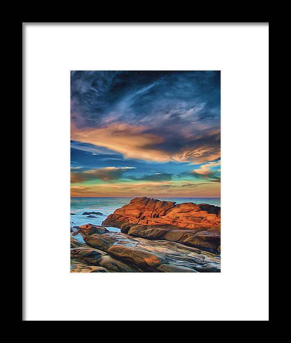 Seascape Framed Print featuring the painting Seaside by Joel Olives