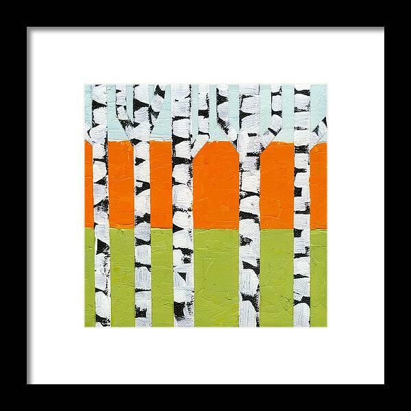 Spring Framed Print featuring the painting Seasonal Birches - Spring by Michelle Calkins
