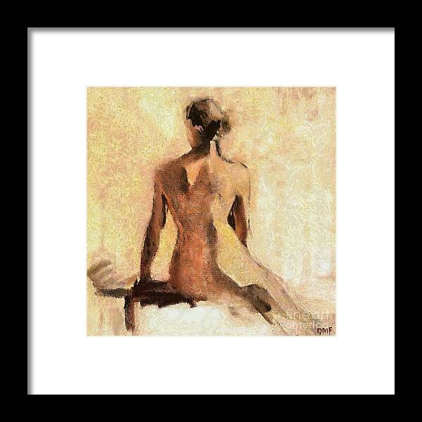 Nude Framed Print featuring the painting Seated nude by Dragica Micki Fortuna