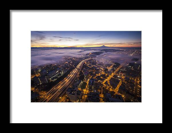 Seattle Framed Print featuring the photograph Seattle Fog Rolls In by Mike Reid