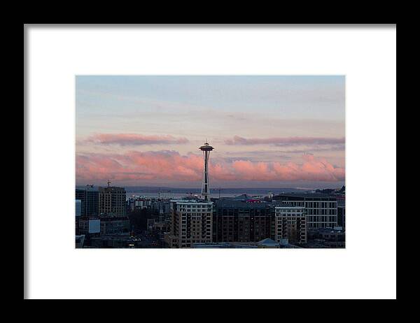 Seattle Framed Print featuring the photograph Seattle In Pink by Suzanne Lorenz