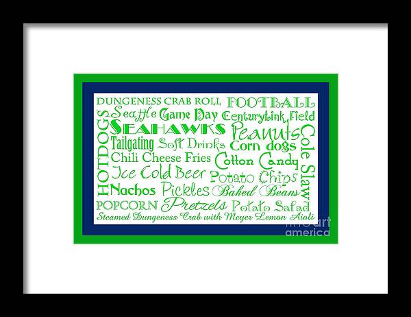 Andee Design Football Framed Print featuring the digital art Seattle Seahawks Game Day Food 2 by Andee Design