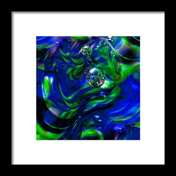Seattle Seahawks Framed Print featuring the photograph Seattle Seahawks Glass Macro Abstract by David Patterson