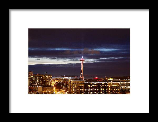 Seattle Framed Print featuring the photograph Seattle Space Needle Holidays by Suzanne Lorenz