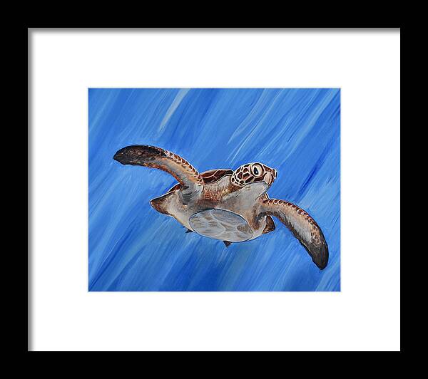 Seaturtle Framed Print featuring the painting Seaturtle by Steve Ozment