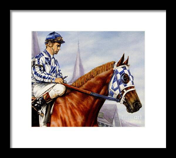 Secretariat Framed Print featuring the painting Secretariat at Churchill by Thomas Allen Pauly