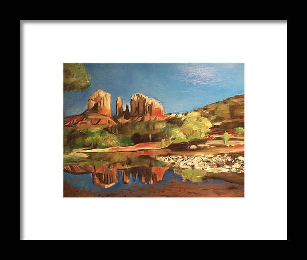  Framed Print featuring the painting Sedona Cathedral Rock by Jude Darrien