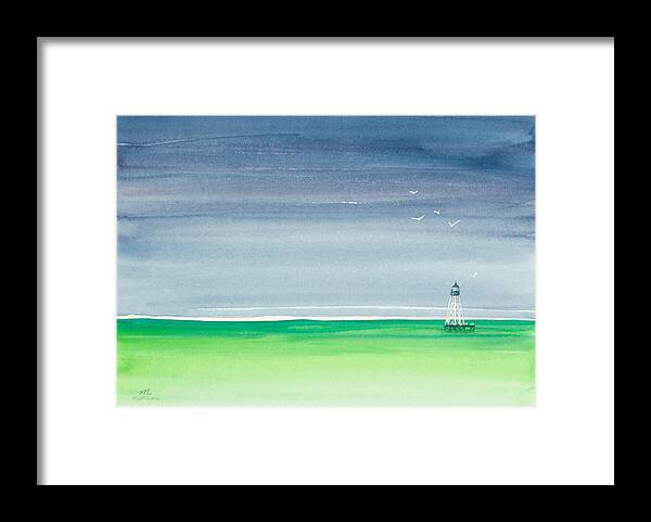Seeking Refuge Before The Storm Alligator Reef Lighthouse Framed Print featuring the painting Seeking Refuge Before the Storm Alligator Reef Lighthouse by Michelle Constantine