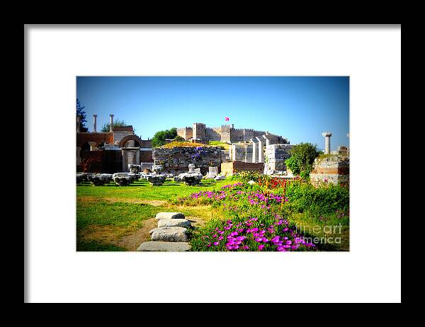 Old World Landscape Framed Print featuring the photograph Selcuk Castle by Lou Ann Bagnall