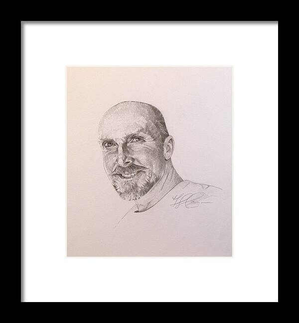 Pencil Framed Print featuring the drawing Self Portrait in pencil by T S Carson